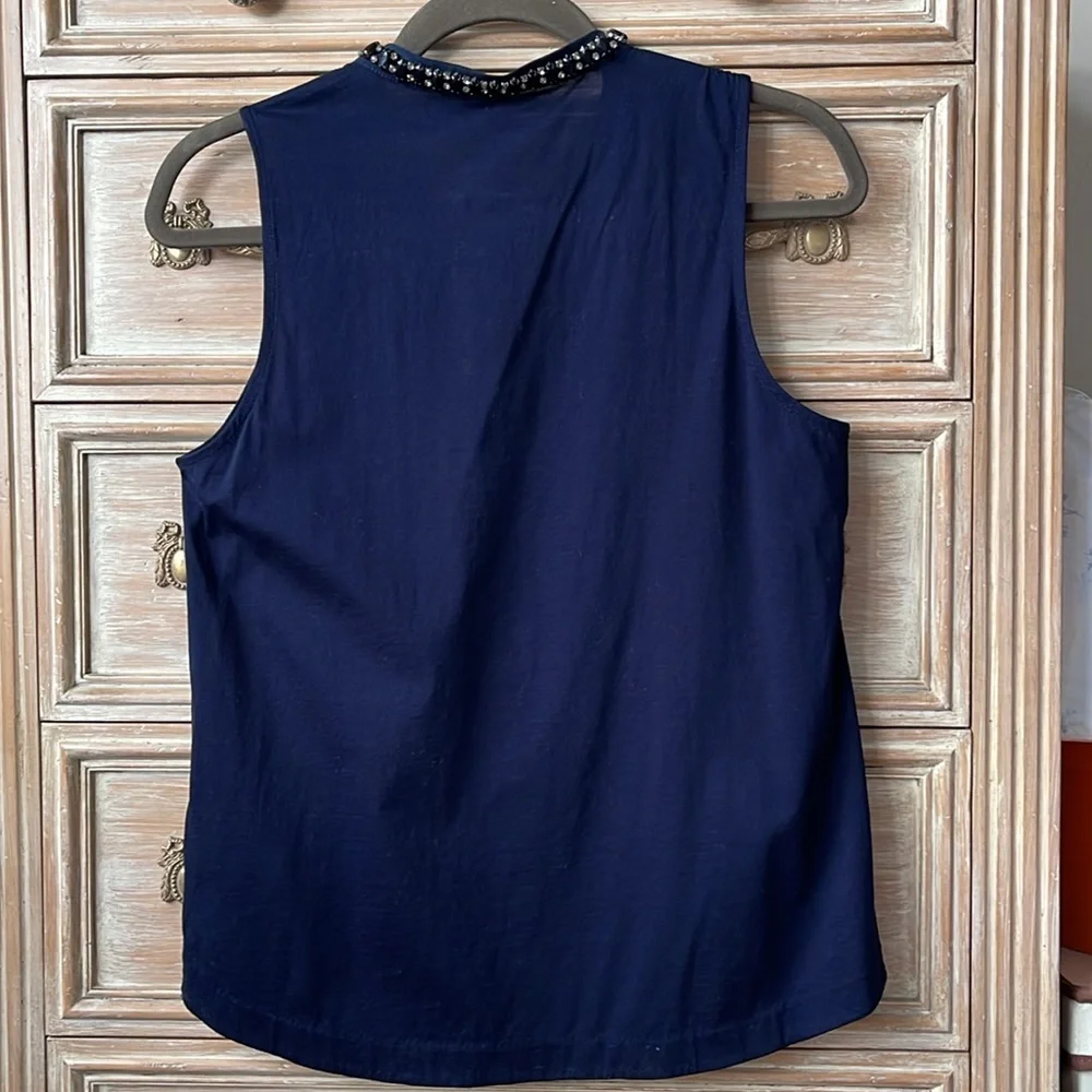 J CREW BEADED COTTON / SILK SLEEVELESS TOP